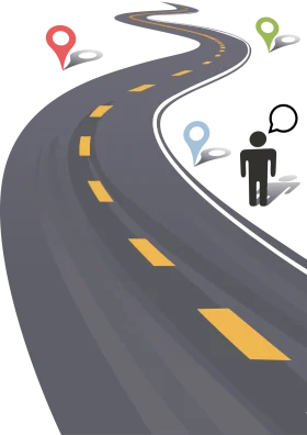 Winding Navigation Road Journey with Location Markers Clipart Illustration