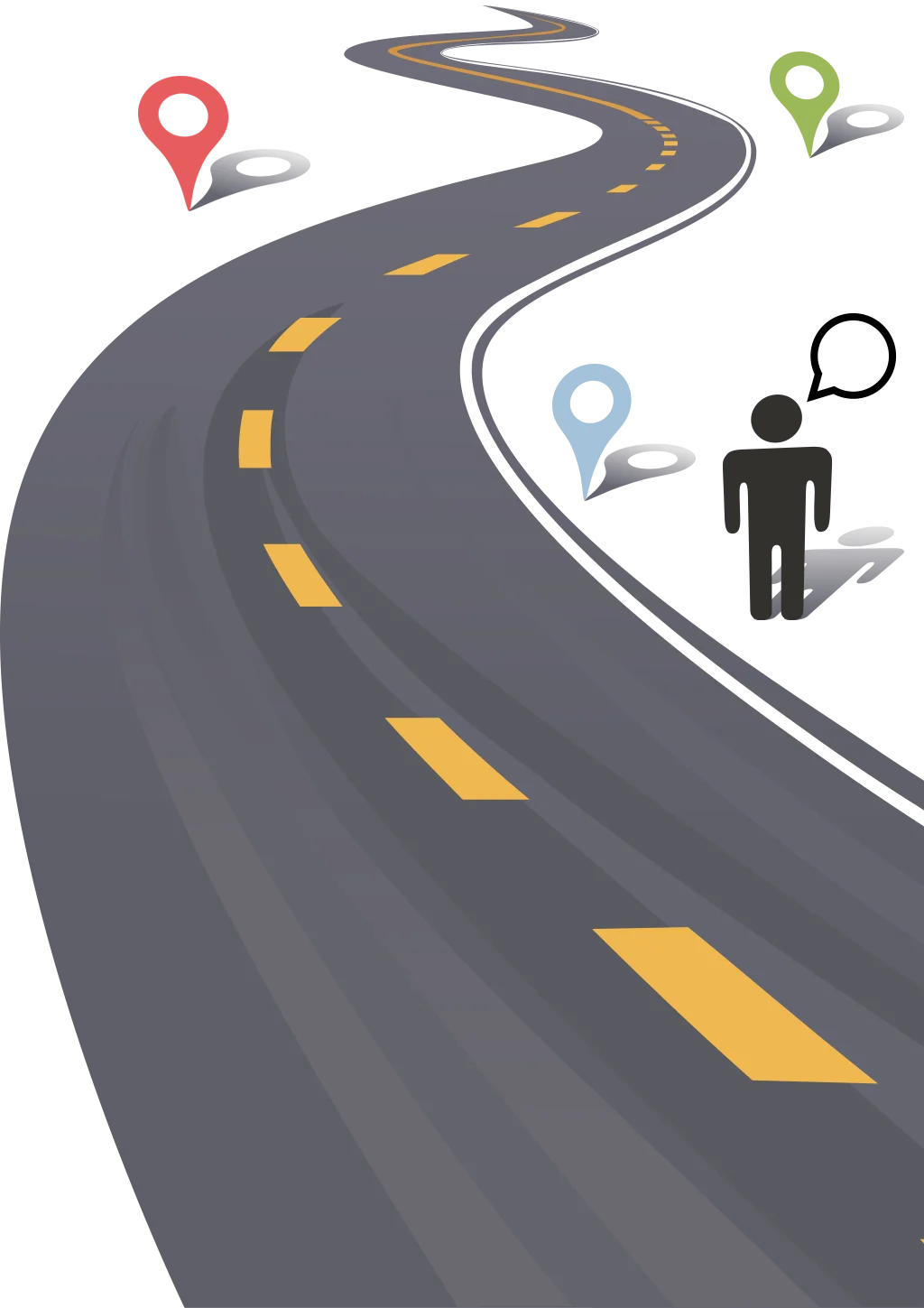 Winding Navigation Road Journey with Location Markers Clipart Illustration