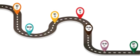 Winding Road Journey Mapping Progression with Colorful Milestone Markers Clipart