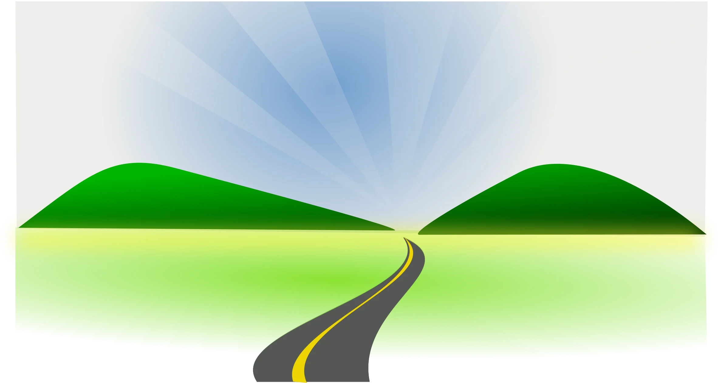 Winding Road Through Green Hills Scenic Landscape Clipart Illustration