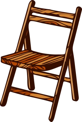 Wooden Folding Chair Clipart with Warm Brown Wooden Slat Design