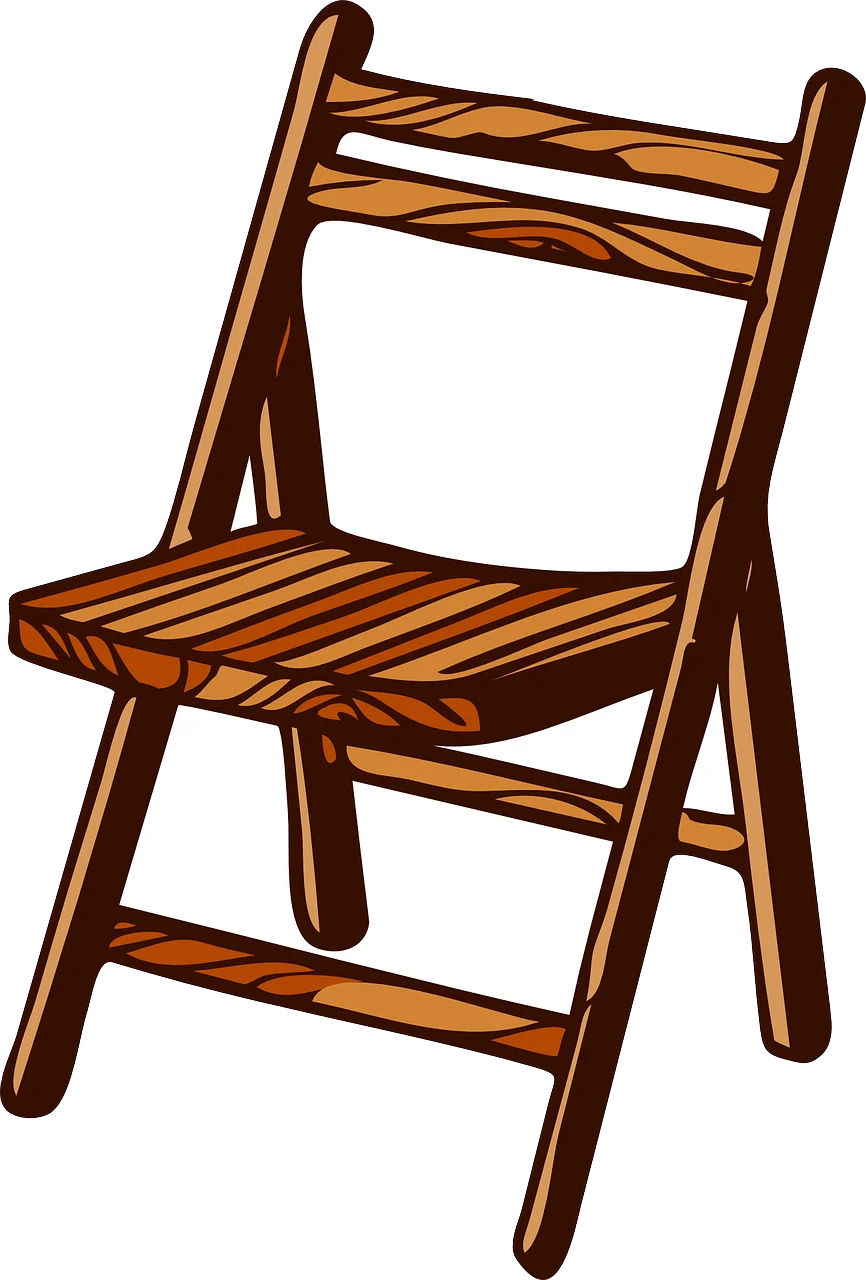 Wooden Folding Chair Clipart with Warm Brown Wooden Slat Design