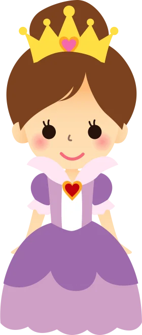 Adorable Little Princess in Purple Dress with Golden Crown Cartoon Clipart