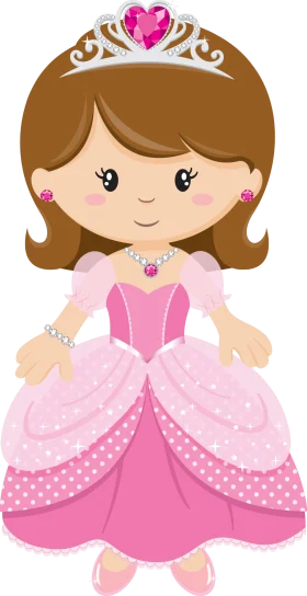Adorable Pink Princess Clipart with Sparkling Tiara and Elegant Gown
