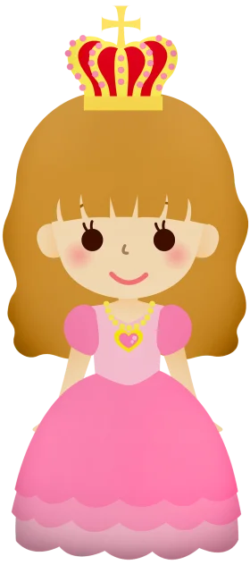 Adorable Pink Royal Princess Clipart with Golden Crown and Heart Necklace