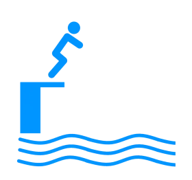Blue Minimalist Swimming Pool Diving Clipart - Stylized Aquatic Safety Illustration