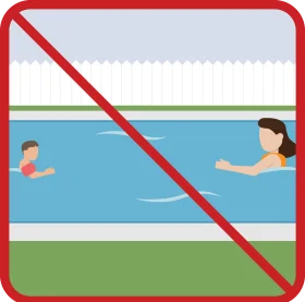 Cautionary Swimming Pool Safety Clipart with Restricted Access Symbol