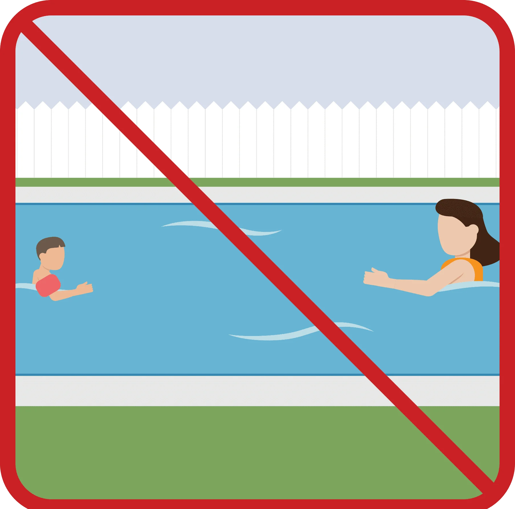 Cautionary Swimming Pool Safety Clipart with Restricted Access Symbol