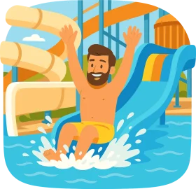Cheerful Summer Fun Water Park Slide Clipart Adventure Illustration