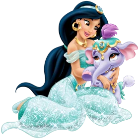 Disney Princess Jasmine with Adorable Palace Pet Magical Clipart Illustration