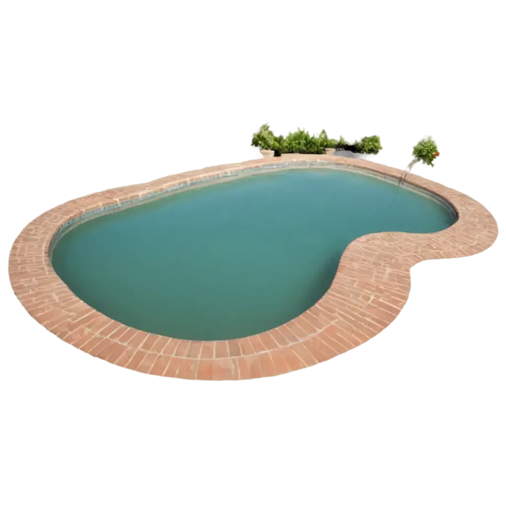 Elegant Kidney-Shaped Swimming Pool Clipart with Decorative Landscape Elements