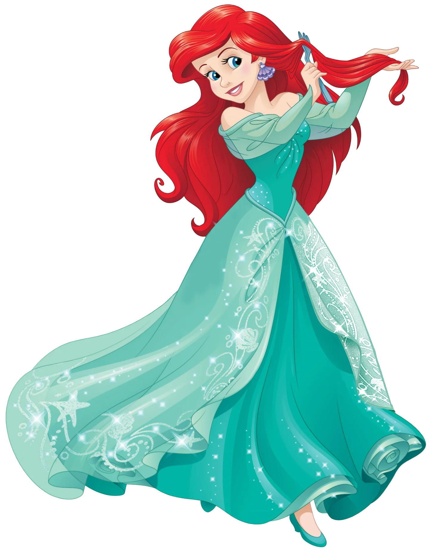 Enchanting Aqua-Teal Disney Princess Mermaid Clipart Illustration
