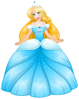 Enchanting Blonde Princess in Radiant Blue Ball Gown Fairy Tale Clipart Design
