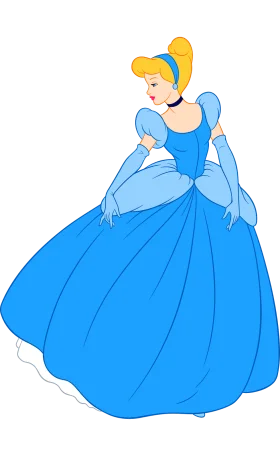 Enchanting Cinderella Blue Ball Gown Princess Clipart Illustration