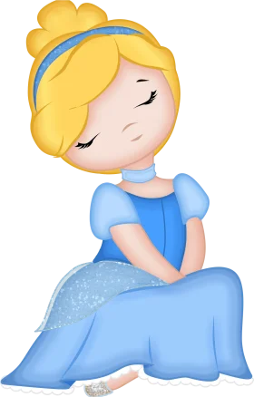 Enchanting Fairy Tale Princess Clipart with Soft Blue Gown and Golden Hair