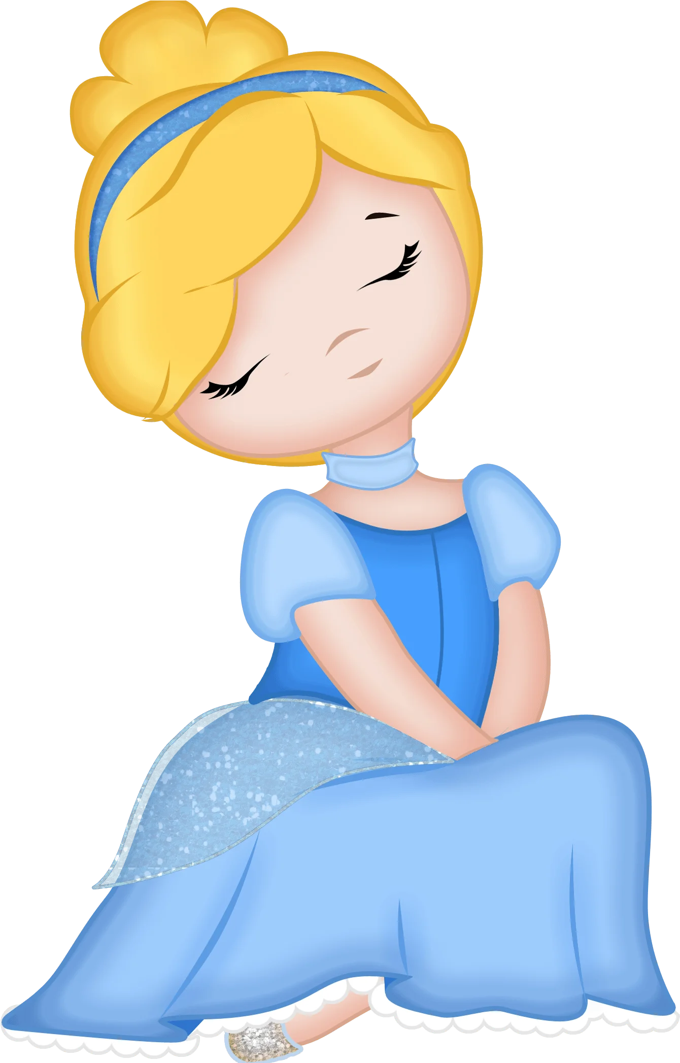 Enchanting Fairy Tale Princess Clipart with Soft Blue Gown and Golden Hair
