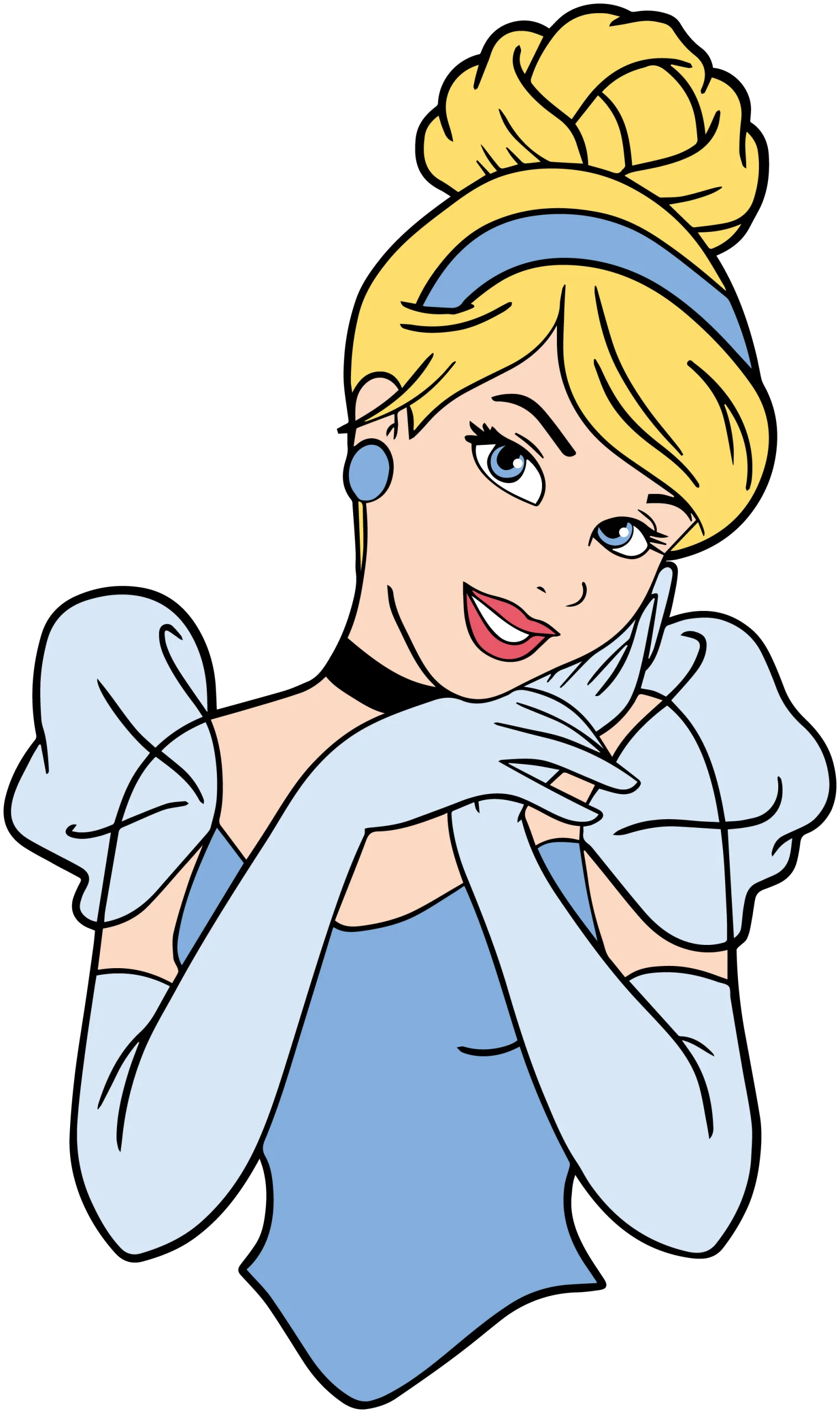 Enchanting Fairy Tale Princess in Soft Blue Elegant Clipart Illustration