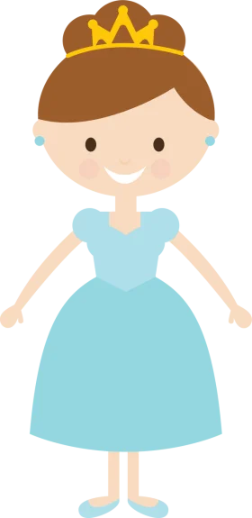 Enchanting Fairy Tale Princess in Soft Blue Gown Clipart Design for Kids