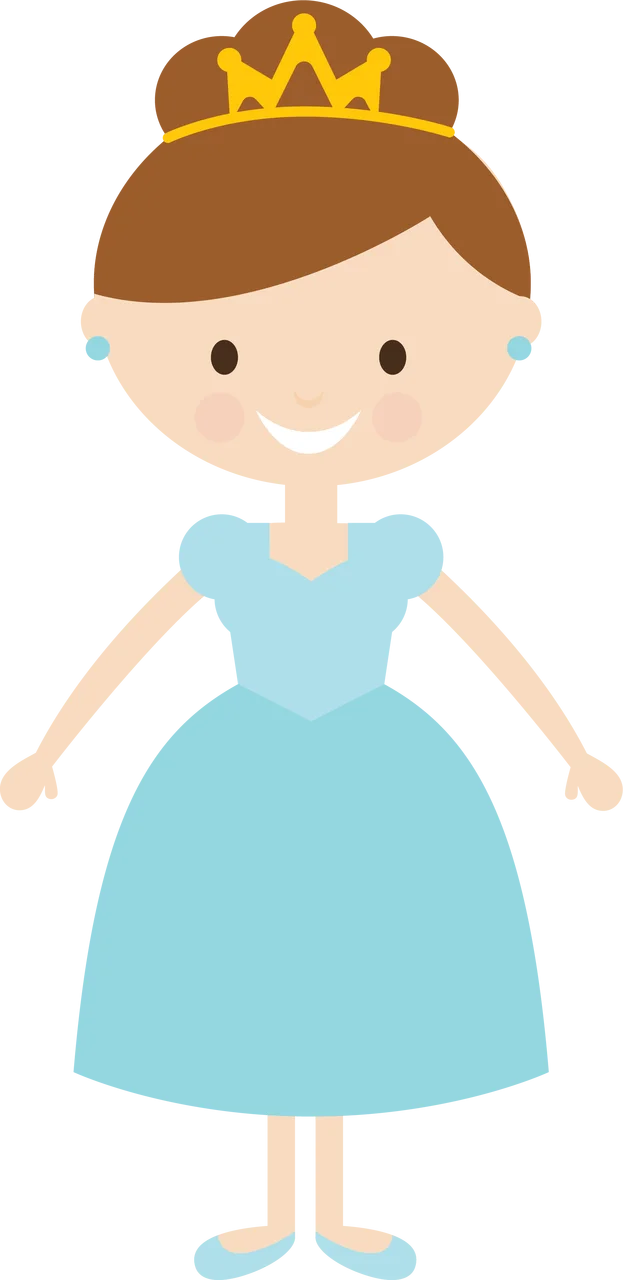 Enchanting Fairy Tale Princess in Soft Blue Gown Clipart Design for Kids
