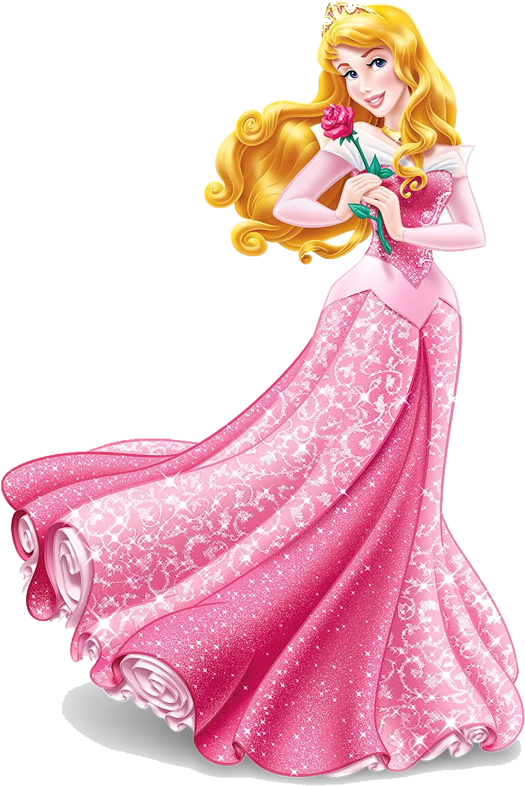 Enchanting Fairytale Princess Aurora Pink Ballgown Disney Clipart Illustration