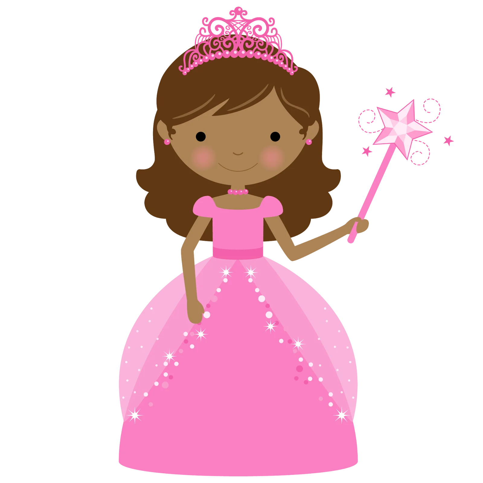 Enchanting Pink Princess Clipart - Magical Fairy Tale Cartoon Character
