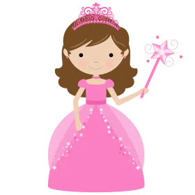 Enchanting Pink Princess Clipart with Sparkling Tiara and Magic Wand