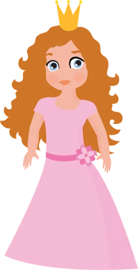 Enchanting Royal Maiden Clipart: Delightful Princess with Golden Crown