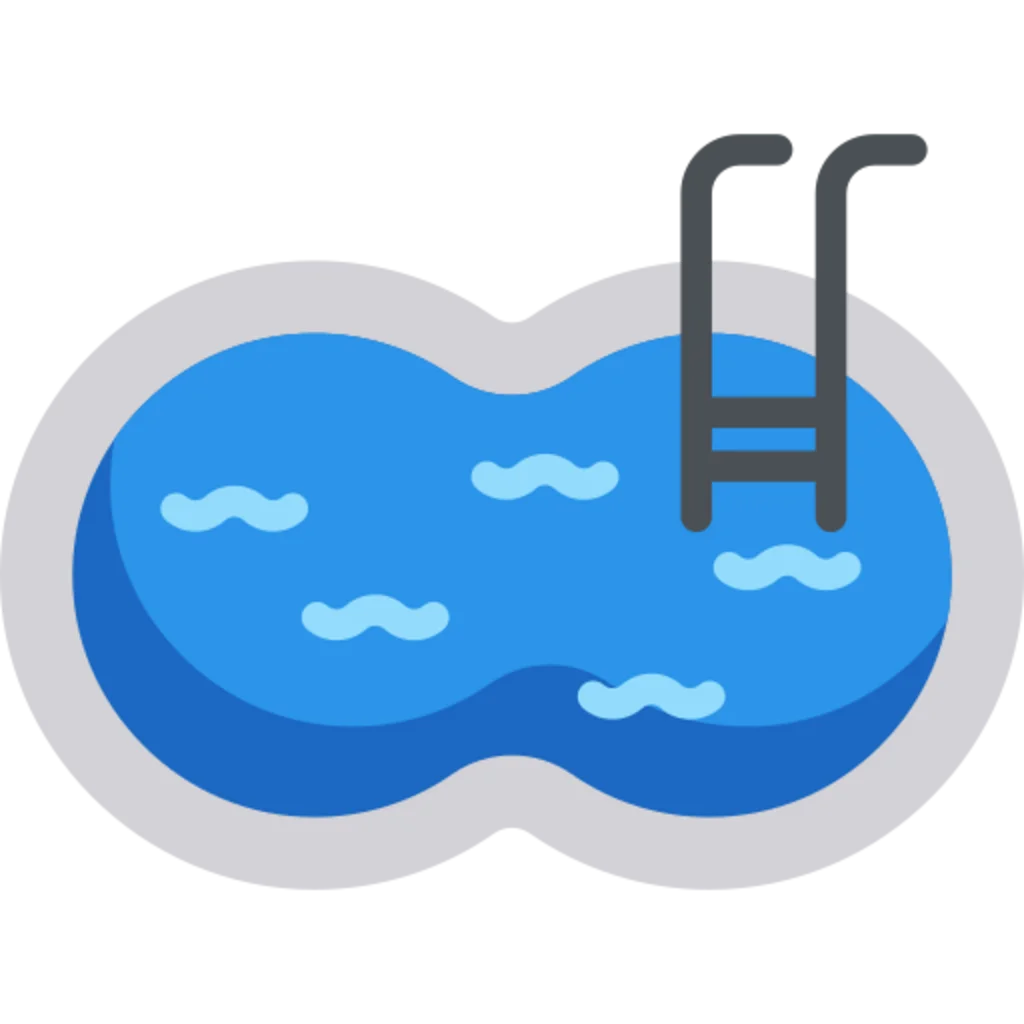 Minimalist Blue Swimming Pool Clipart with Stylized Water Waves and Ladder