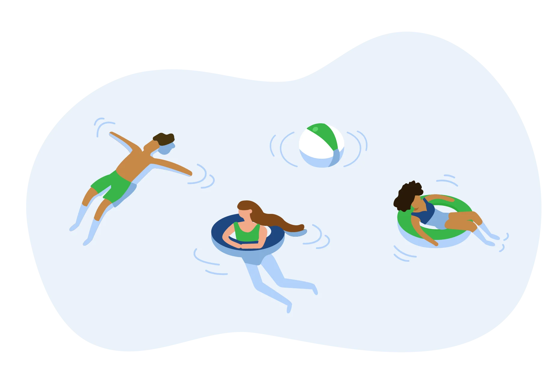 Relaxing Summer Day Swimming Pool Clipart with Floating Swimmers