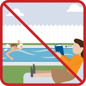 Safety Warning Clipart: Proper Supervision and Vigilance at Swimming Pool