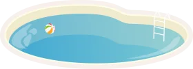 Serene Backyard Swimming Pool Clipart with Floating Beach Ball