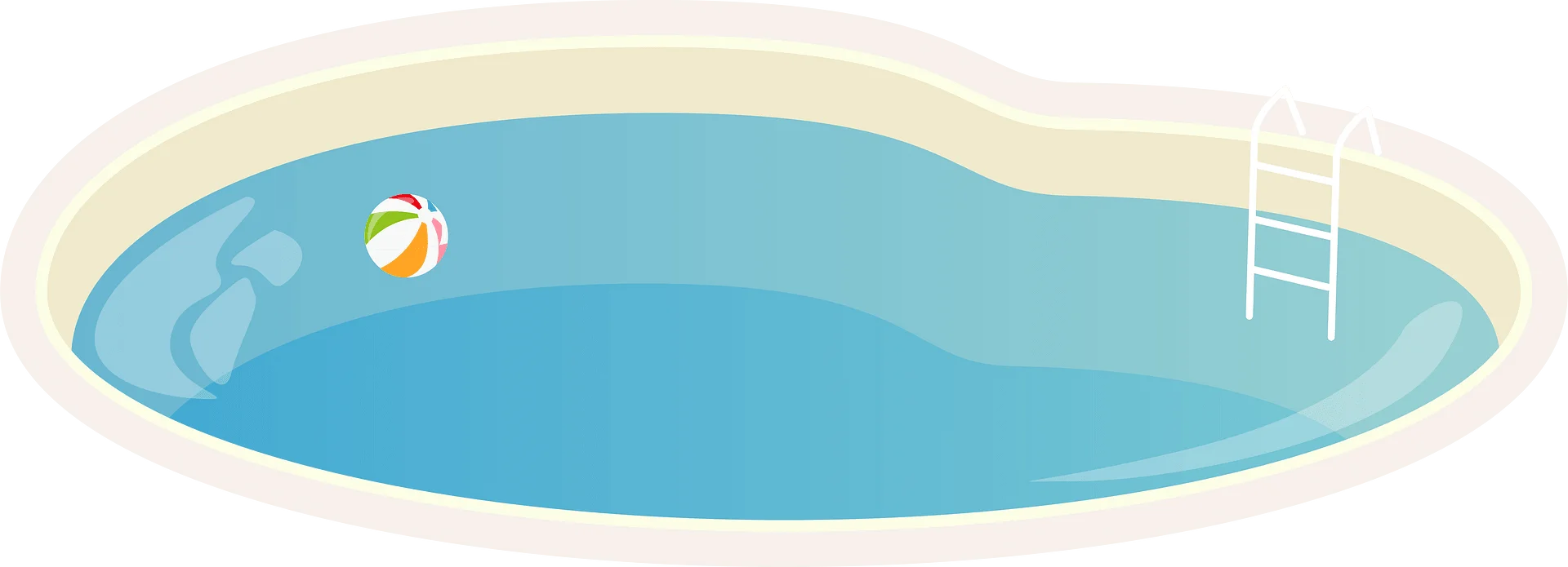 Serene Backyard Swimming Pool Clipart with Floating Beach Ball