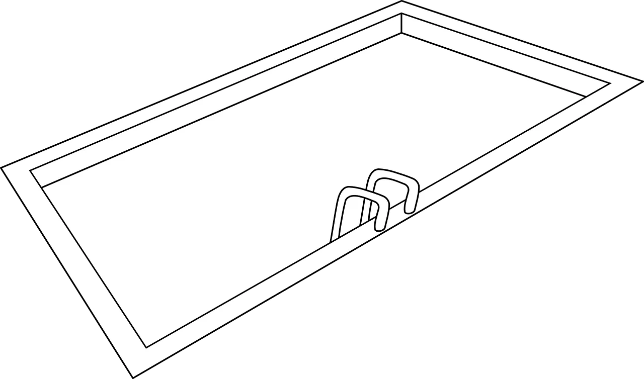 Simple Minimalist Swimming Pool Outline Clipart Design with Ladder Sketch