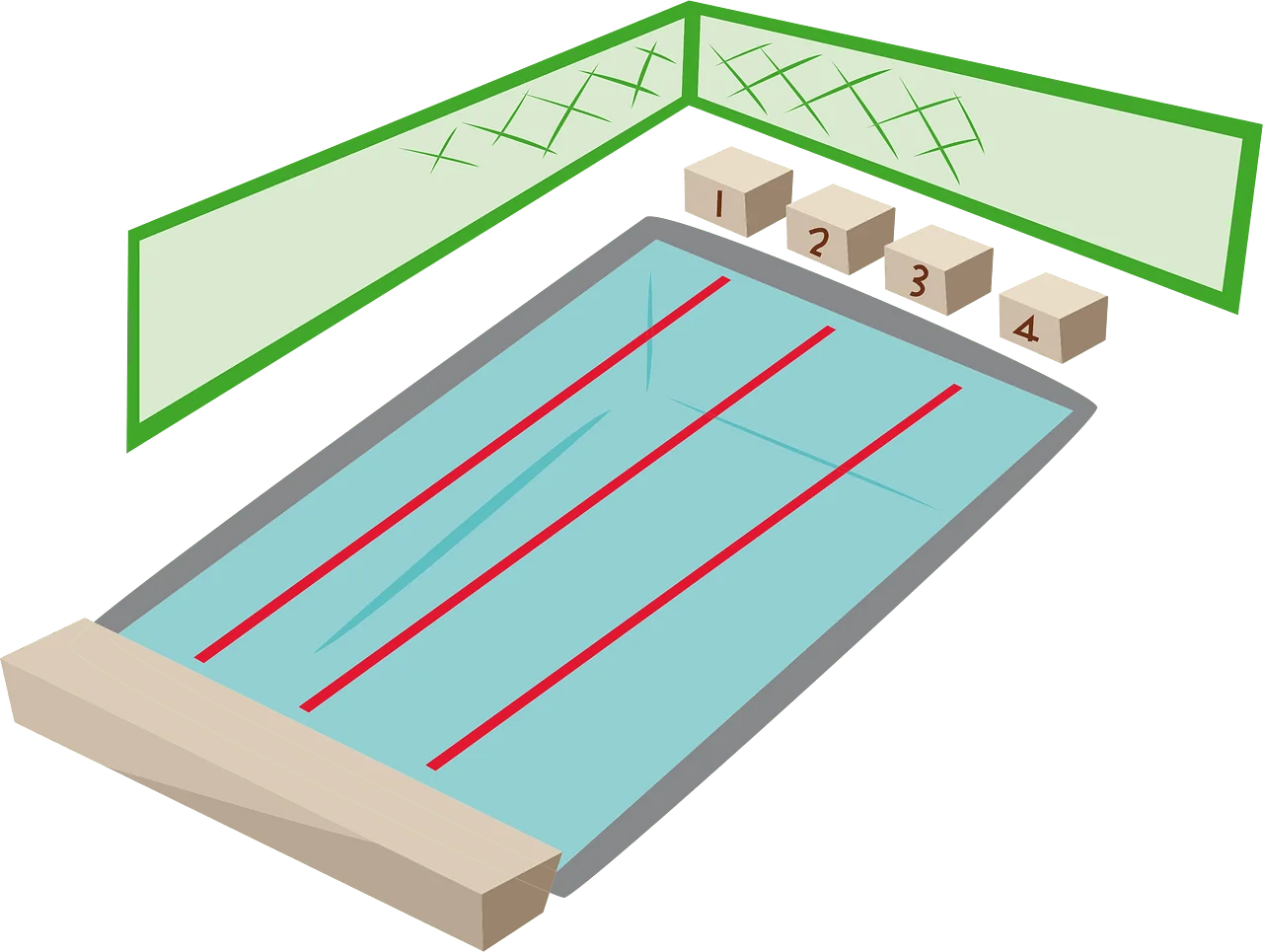 Simple Minimalist Swimming Pool with Lane Markers Architectural Clipart Design