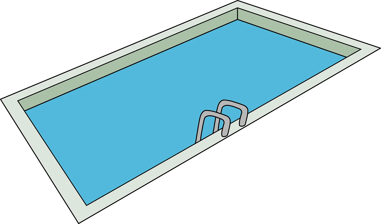 Simple Rectangular Swimming Pool Clipart with Ladder and Clean Design
