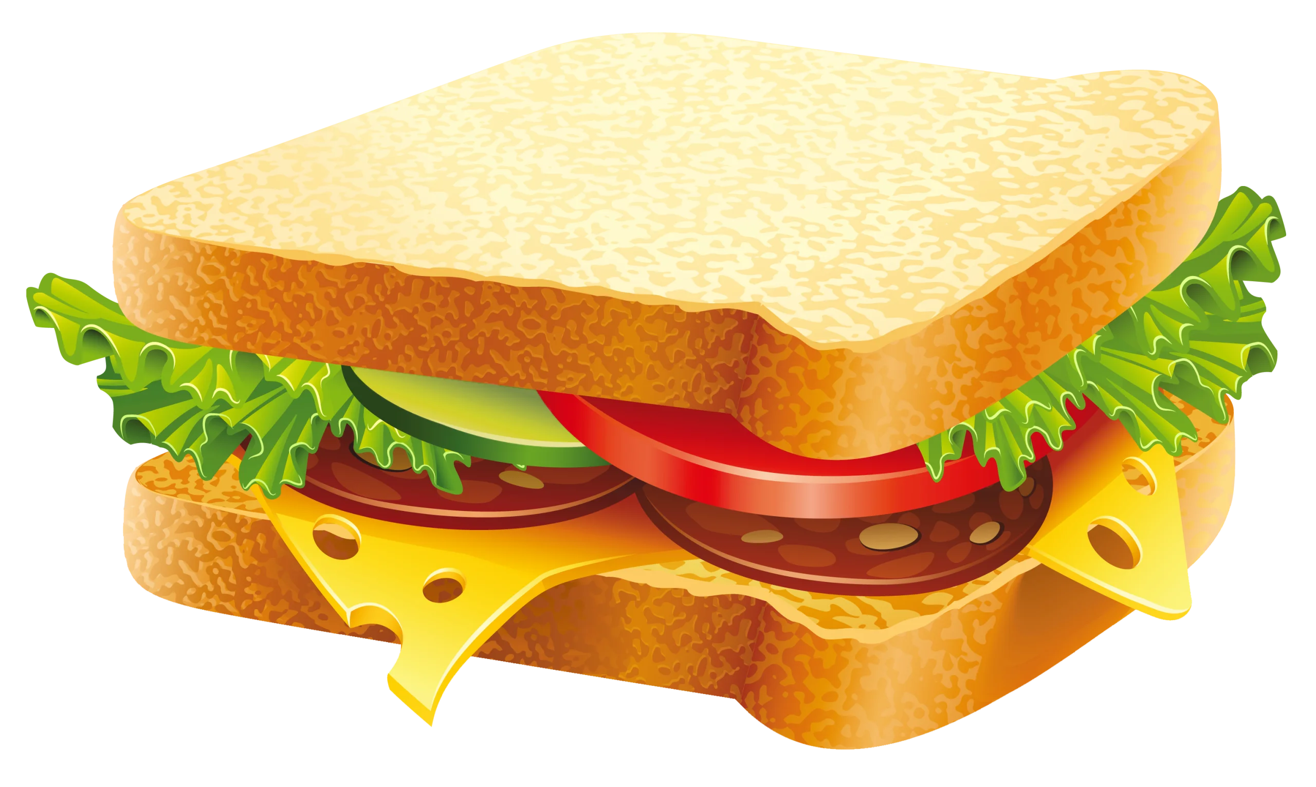 Classic Deli-Style Sandwich Clipart with Fresh Ingredients and Melted Cheese