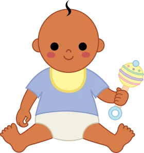 Adorable Baby Clipart Illustration with Playful Rattle and Cute Expression