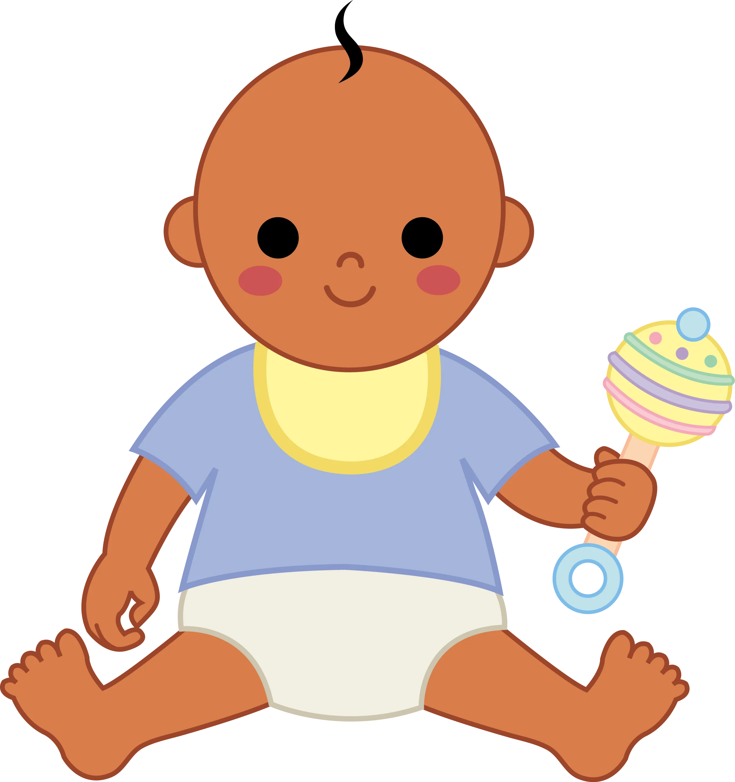 Adorable Baby Clipart Illustration with Playful Rattle and Cute Expression