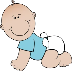Adorable Crawling Baby Clipart Illustration with Cute Blue Shirt