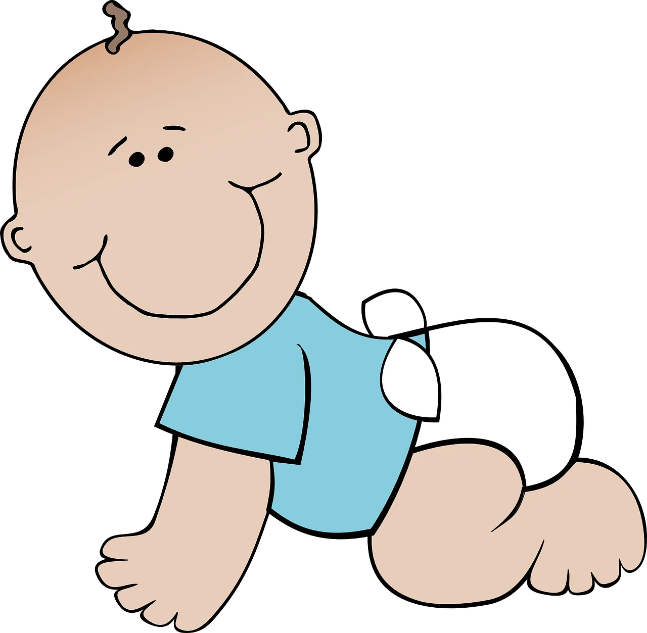 Adorable Crawling Baby Clipart Illustration with Cute Blue Shirt