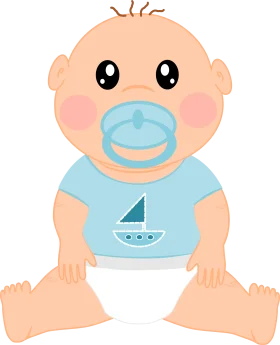 Adorable Baby Boy Sailor Clipart with Cute Blue Pacifier and Boat Shirt