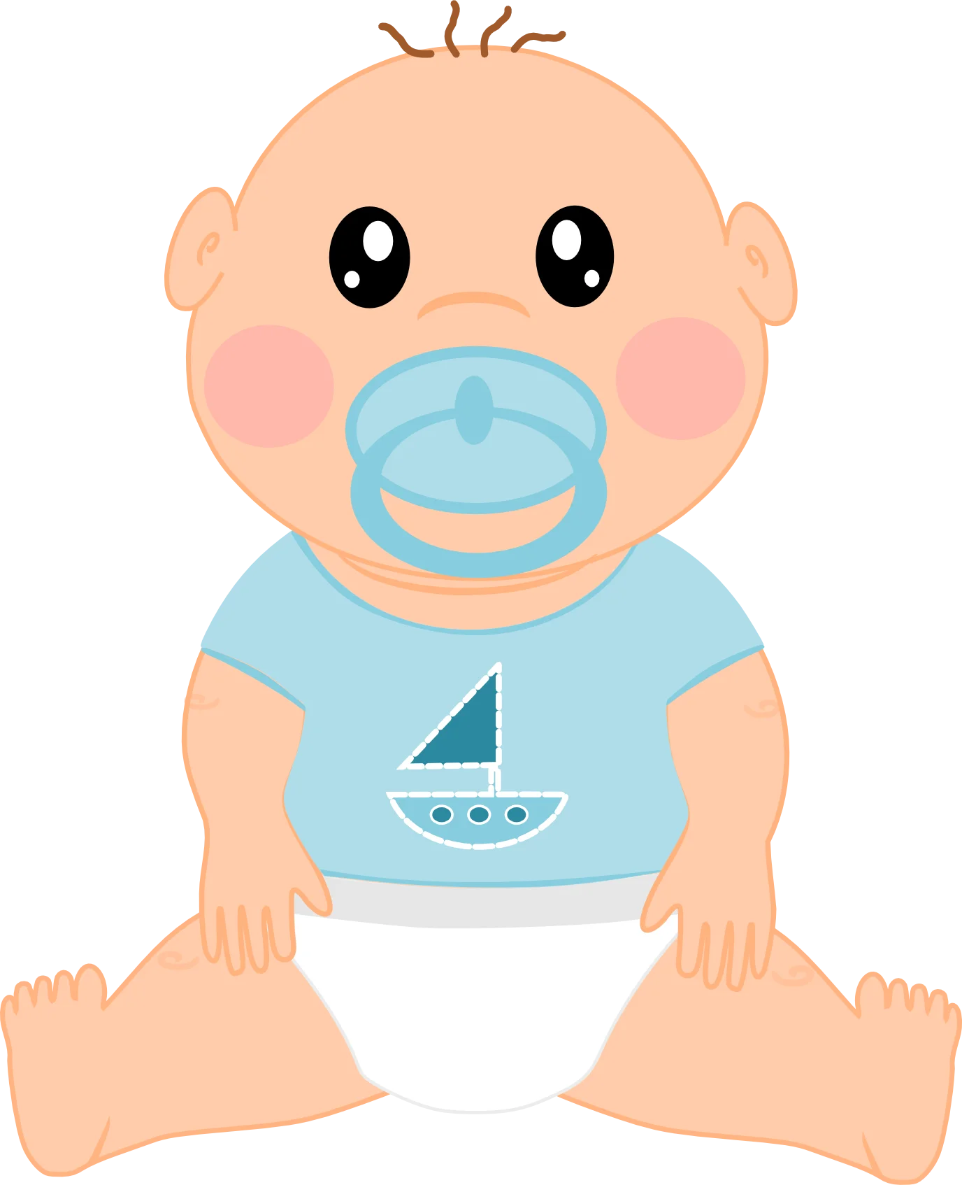 Adorable Baby Boy Sailor Clipart with Cute Blue Pacifier and Boat Shirt