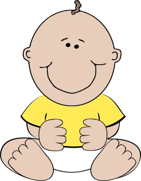 Adorable Baby Clipart Illustration with Cheerful Smile in Sunny Yellow Shirt