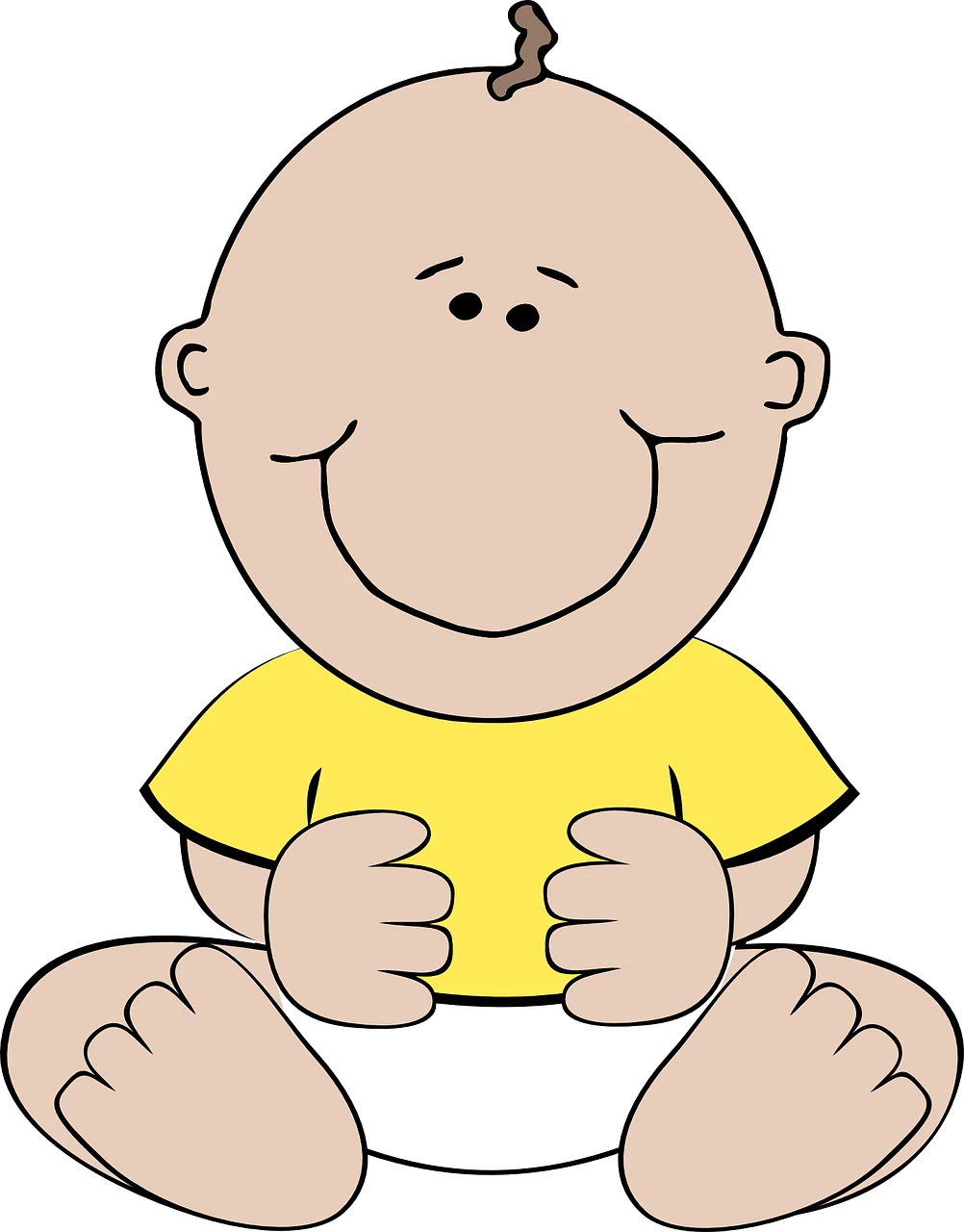 Adorable Baby Clipart Illustration with Cheerful Smile in Sunny Yellow Shirt