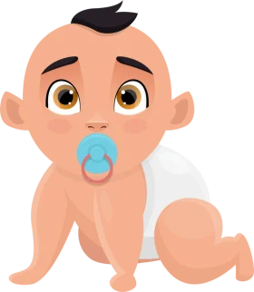 Adorable Baby Clipart with Blue Pacifier and Cute Cartoon Style