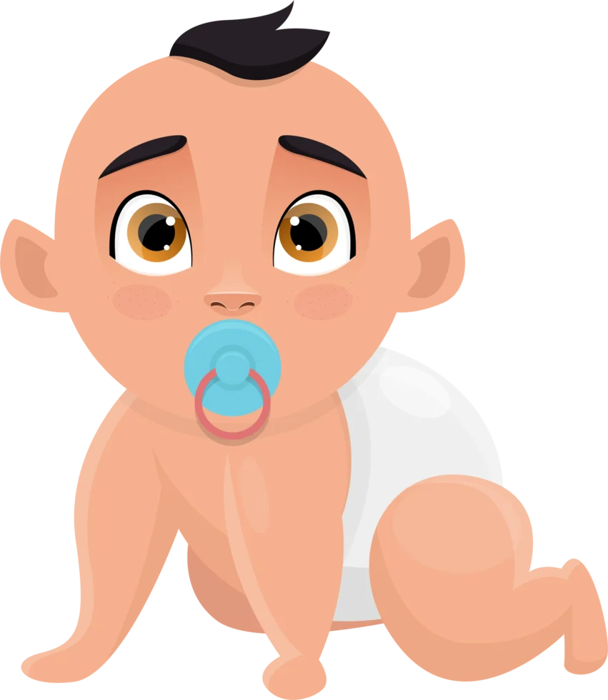 Adorable Baby Clipart with Blue Pacifier and Cute Cartoon Style