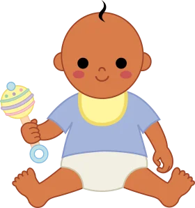 Adorable Baby Clipart with Colorful Rattle and Cute Accessories