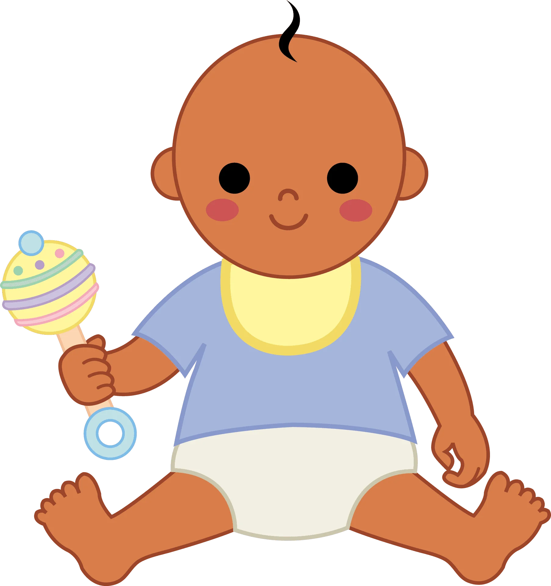 Adorable Baby Clipart with Colorful Rattle and Cute Accessories