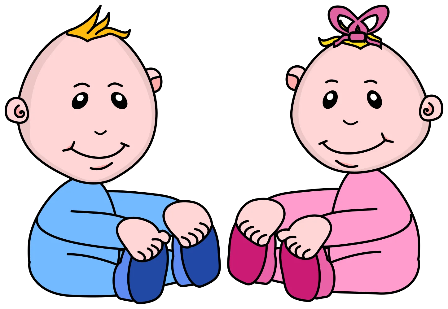 Adorable Baby Twins Clipart Illustration - Charming Infant Graphic Design