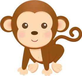 Adorable Cartoon Monkey Infant Clipart with Playful Curled Tail and Soft Cheeks